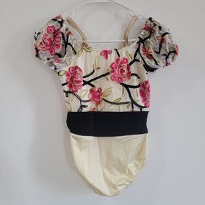 Vintage Dansco Girls Bodysuit Size Large Floral‎ Velvet Ballet Coquette Fairy